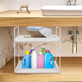 img 3 attached to 🛁 2-Tier Wooden Bathroom Countertop Organizer, Standing Rack for Skincare, Vanity Storage Shelf, Kitchen Spice Rack, Bathroom Office Storage