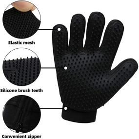 img 2 attached to 🐾 Hcpet Pet Grooming Glove: Efficient Hair Remover Mitt for Long & Short Fur - 1 Pair with 259 & 333 Needles (Black-Upgrade Zipper)