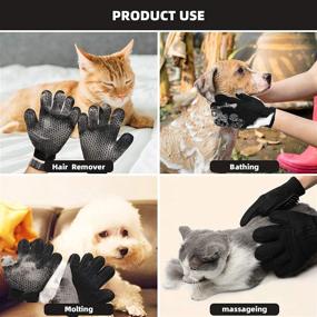 img 3 attached to 🐾 Hcpet Pet Grooming Glove: Efficient Hair Remover Mitt for Long & Short Fur - 1 Pair with 259 & 333 Needles (Black-Upgrade Zipper)