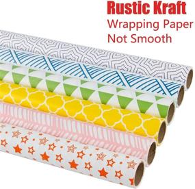 img 3 attached to RUSPEPA Multi Color Printed Kraft Wrapping Paper Rolls - Ideal for Birthdays, Valentines, Christmas - Pack of 6 Rolls - 30 inches X 10 feet Per Roll