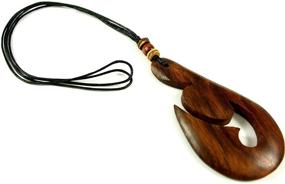 img 1 attached to 🐠 Ethnic Hand Carved Maori Fish Hook HEI Matau Pendant - Adjustable Necklace with Sono Wood - Swimmi BA129