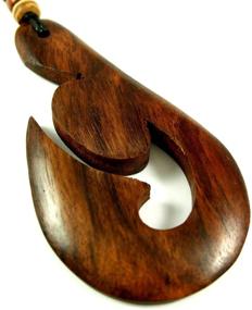 img 2 attached to 🐠 Ethnic Hand Carved Maori Fish Hook HEI Matau Pendant - Adjustable Necklace with Sono Wood - Swimmi BA129