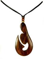 🐠 ethnic hand carved maori fish hook hei matau pendant - adjustable necklace with sono wood - swimmi ba129 logo