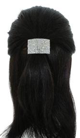 img 3 attached to Crystal Avenue Rhinestone Ponytail 💎 Holder: Silvertone Hair Tie with Sparkling Crystals