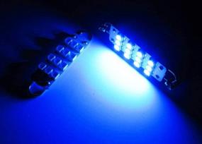 img 2 attached to Ultra Blue Festoon LED Bulbs - iJDMTOY 12-SMD-3528 | 43mm 211-2 212-2 214-2 561 | Car Side Door Courtesy Lights