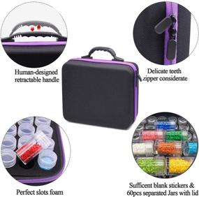 img 3 attached to 💎 Fundaful Diamond Painting Storage Containers, 60-Slot Beads Organizer for Art Crafts - Purple Embroidery Box with High Capacity, Shockproof & Durable Diamond Painting Accessories Container Jars