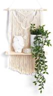 🌿 boho style macrame wall hanging shelf with floating wood shelf - handmade macrame shelf for hanging plants and decor - beautiful macrame rope and shelf for boho wall decor logo