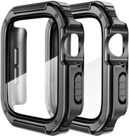 π± supoix 2 pack compatible apple watch case 44mm with tempered glass screen protector - rugged shockproof bumper cover for series 6/5/4/se logo