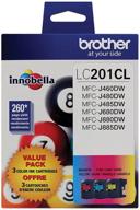 ⚡ brother lc201 (c,m,y) 3-pack toner: high-quality retail packaging for superior printing logo