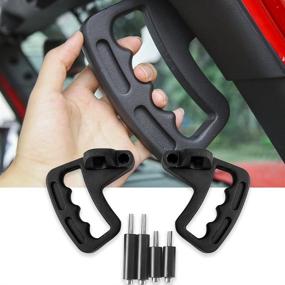 img 4 attached to 🚗 Enhance Safety & Style with Front Aluminum Grab Handles for Jeep Wrangler JK JKU - Sports, Sahara, Freedom, Rubicon, X & Unlimited X (2007-2018)