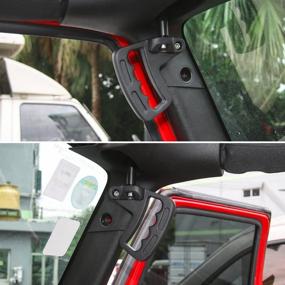 img 1 attached to 🚗 Enhance Safety & Style with Front Aluminum Grab Handles for Jeep Wrangler JK JKU - Sports, Sahara, Freedom, Rubicon, X & Unlimited X (2007-2018)