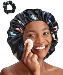 img 4 attached to Stay On All Night: Extra Large Double Layer Satin Bonnet for Women with Curly Hair - Perfect Gift!