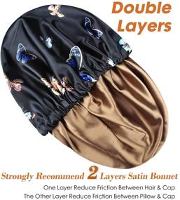 img 3 attached to Stay On All Night: Extra Large Double Layer Satin Bonnet for Women with Curly Hair - Perfect Gift!