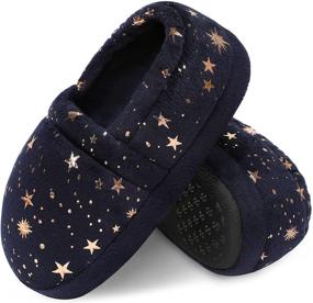 img 4 attached to Bigwow Cozy Memory Foam Kids Slippers - Perfect Toddler Elastic Heel House Shoes for Girls and Boys, Indoor and Outdoor Comfort