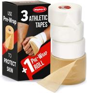 mighty-x white athletic tape + prewrap - 4 pack - easily tearable with 🏋️ non-sticky residue - ideal for: ankle, climbing, boxing - sports tape athletic - 1.5in x 45ft логотип