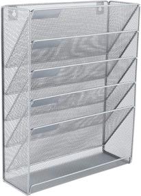 img 4 attached to EasyPAG Silver 6 Tier Vertical Hanging File Folders Holder – Wall Mount Paper Rack for Office and Home