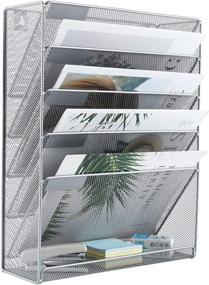 img 3 attached to EasyPAG Silver 6 Tier Vertical Hanging File Folders Holder – Wall Mount Paper Rack for Office and Home