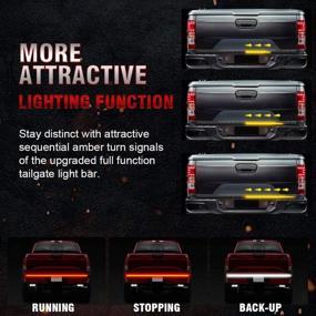 img 2 attached to 🚦 MIHAZ 60-Inch LED Tailgate Light Bar - Triple Row 5-Function Strip Light for Pickup Trucks and Trailers - Running, Brake, Sequential Amber Turn Signal, Reverse Tail Light