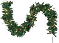 🎄 joiedomi 9ft prelit artificial christmas garland: 50 warm led lights, pine cones, berry clusters – ideal outdoor & indoor christmas decorations logo