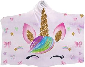 img 1 attached to 🦄 Super Soft Throw Blanket for Bed Couch Sofa Lightweight Travelling Camping - Cute Unicorn and Flower Print - 59 by 51 Inch Throw Size - Ideal for Kids and Adults