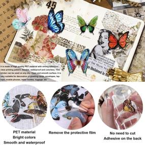 img 2 attached to Vintage Butterfly PET Transparent Stickers Set 🦋 - 240 PCS for Scrapbooking, DIY Crafts & Laptops