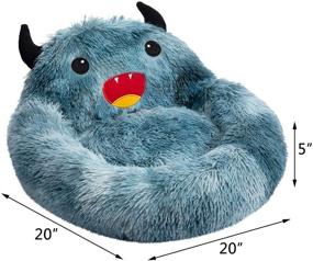 img 3 attached to 🐾 Hollypet Self-Warming Donut Pet Bed: Ultra-Comfy Blue Cozy Nest Monster Sleeping Bed for Cats and Small-Medium Dogs