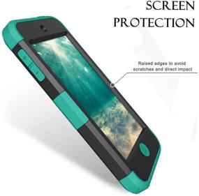 img 2 attached to 📱 Hocase iPod Touch 7th/6th/5th Generation Case - Black/Teal Green | Shockproof Heavy Duty Glitter Protective Case for iPod Model A2178, A1574, A1509, A1421