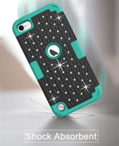 img 3 attached to 📱 Hocase iPod Touch 7th/6th/5th Generation Case - Black/Teal Green | Shockproof Heavy Duty Glitter Protective Case for iPod Model A2178, A1574, A1509, A1421