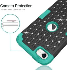 img 1 attached to 📱 Hocase iPod Touch 7th/6th/5th Generation Case - Black/Teal Green | Shockproof Heavy Duty Glitter Protective Case for iPod Model A2178, A1574, A1509, A1421