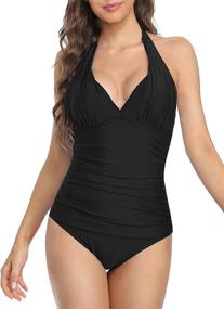 img 4 attached to Hilor Swimsuits Shirred Swimwear Monokini