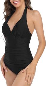 img 3 attached to Hilor Swimsuits Shirred Swimwear Monokini