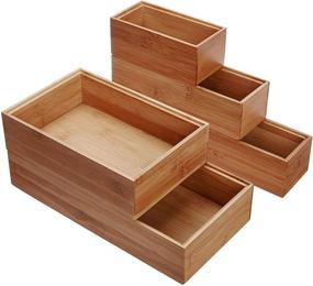 img 3 attached to 📦 Lipper International Bamboo Wood Drawer Organizer Boxes, Assorted Sizes, Set of 5