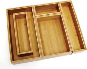 img 2 attached to 📦 Lipper International Bamboo Wood Drawer Organizer Boxes, Assorted Sizes, Set of 5