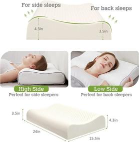 img 3 attached to 🌿 Organic 100% Natural Latex Pillow (Standard) - Optimal Medium Firmness for Soft Support, MELTIN Curving Ergonomic Bed Pillow with High and Low Curved Profiles, Ideal for Side and Back Sleepers