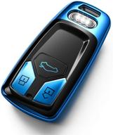 🔑 tukellen audi key fob cover: premium soft tpu key case protector - compatible with audi a4 q7 q5 tt a3 a6 sq5 r8 s5 smart key - blue logo