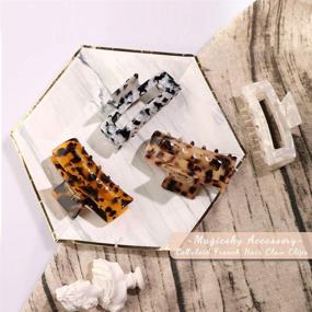 img 3 attached to MagicSky 4PCS Leopard Print Hair Claw Clips: Stylish 🐆 Acrylic Barrettes and French Butterfly Jaw Clips for Women and Girls