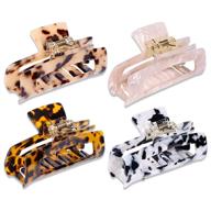 magicsky 4pcs leopard print hair claw clips: stylish 🐆 acrylic barrettes and french butterfly jaw clips for women and girls logo