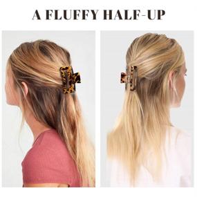 img 1 attached to MagicSky 4PCS Leopard Print Hair Claw Clips: Stylish 🐆 Acrylic Barrettes and French Butterfly Jaw Clips for Women and Girls