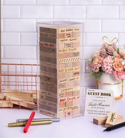 img 3 attached to 📋 Unique Wedding Guest Book Alternative with Wooden Blocks and Acrylic Display Box