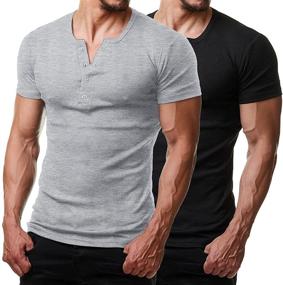 img 4 attached to Футболка COOFANDY Muscle Henley для тренировок