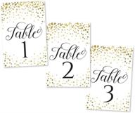 glitzy gold glitter table number signs: double-sided, reusable 1-25 cards for weddings, events, and restaurants - elegant calligraphy printed, 4x6 size with frame stand logo