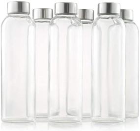 img 3 attached to Sagler Glass Bottles 6 Pack 18oz - Includes 6 Sleeves (COLORS MAY VARY) - Glass Drinking Bottles for Beverage and Juice - Water Bottle Glass with Stainless Steel Caps - Leak-Proof Lid