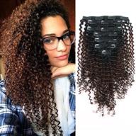 👩 sassina безшовные толстые натуральные волосы kinky curly на складках для модных черных женщин, 1b черный от черного к светло-шоколадно-коричневого цвета, 7 штук в пакете с 17 прикрепленными зажимами, kc 1bt4, 18 дюймов. логотип