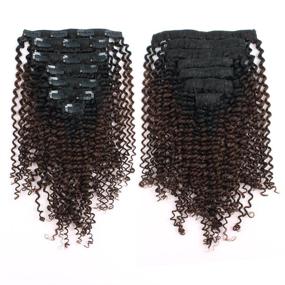 img 3 attached to 👩 Sassina Безшовные толстые натуральные волосы Kinky Curly на складках для модных черных женщин, 1B Черный от черного к светло-шоколадно-коричневого цвета, 7 штук в пакете с 17 прикрепленными зажимами, KC 1BT4, 18 дюймов.