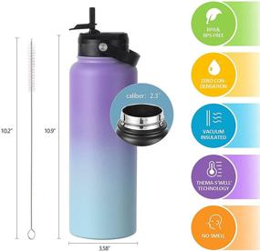 img 3 attached to 💧 Bluego 40oz Insulated Stainless Steel Water Bottle: Keep Hydrated with Straw, 3 Lids, and Vacuum Technology for Hot and Cold Beverages - Leak-Proof Sports Flask by CoupleBule