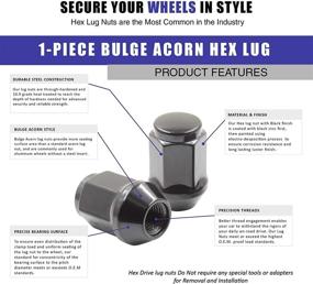 img 2 attached to 🔧 Enhance your Wheels with a Set of 20 Black Lug Nuts - 1/2 UNF, Closed End Bulge Acorn Style, 1.38" Long Cone Seat, 19mm (3/4") Hex