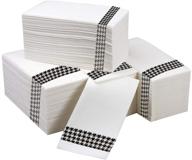 🍽 linen feel disposable napkins, cloth like, 100 pack, party and dinner napkins with houndstooth pattern - perfect for kitchen and events logo