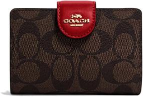 img 1 attached to 👜 Coach Women's Medium Corner Zip Wallet: Signature Canvas in Brown - 1941 Red - Shop Now!