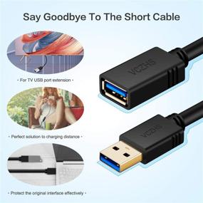 img 2 attached to 🔌 1ft Short USB 3.0 Extension Cable - VCZHS A Male to A Female for Rentendo Switch, USB Flash Drive, Card Reader, Hard Drive, Keyboard, Playstation, Xbox, Printer, Camera