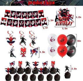 img 2 attached to 🎉 52-Piece Miles Morales Birthday Party Decorations with Venom & Spide-man - Includes Birthday Banner, Cake Topper, Cupcake Toppers, Balloons, Hanging Swirls - Party Decorations Favor Pack Set for Boys and Girls